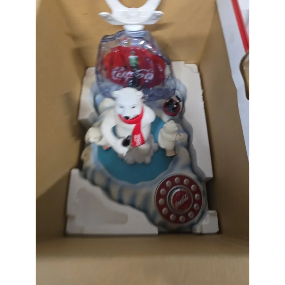 VTG Coca-Cola Animated Polar Bear Landline Phone - Coke Skating Bears